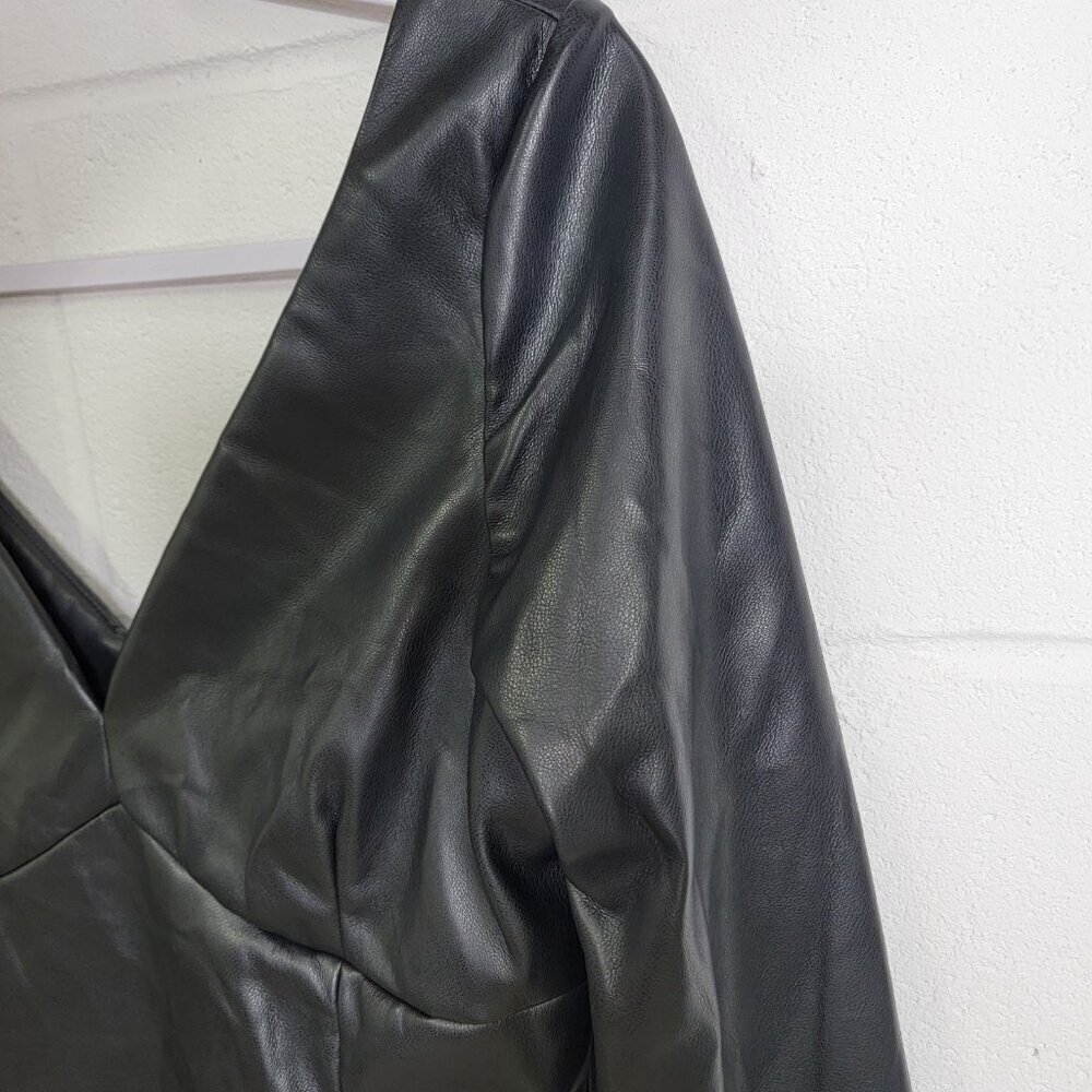 Wolf & Badger Maison Bogomil Black Noir Muse Eco Leather Dress NEW Size Large - Picture 11 of 16